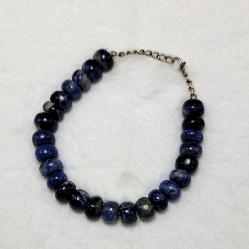 Natural Lapis Lazuli Crystal Gemstone 190 Cts Beaded Excellent Bracelet Unosex